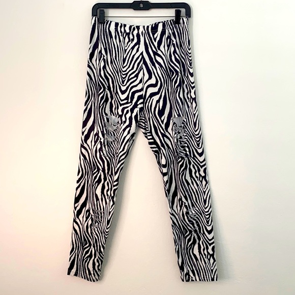 SHEIN Pants & Jumpsuits Zebra Stripe Ripped Leggings Poshmark